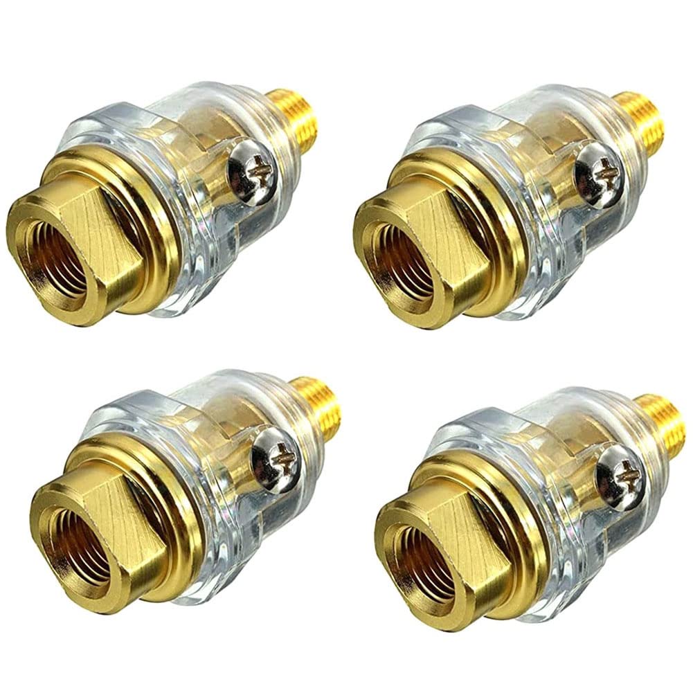 Stroagymoon 4Pcs Mini Oiler Pneumatic Tool Accessories 1/4Inch NPT Oiler Oil Lubricator for Air Compression Air Tool Oiler -Yellow