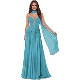 zoteno Strapless A Line Prom Dresses 2026 with Tie Long Pleated Chiffon Formal Evening Gowns for Women ZO075