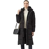 ANYIELIEMO Women's Long Down Jacket with Hood 90% White Duck Down Puffer Coat Warm Winter Oversized Outerwear