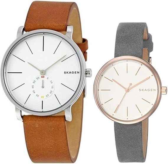 Amazon スカーゲン Skagen ペアウォッチ 収納box メンズ レディース ブラウン グレー レザー Skw6273skw2644 腕時計 並行輸入品 メンズ腕時計 腕時計 通販