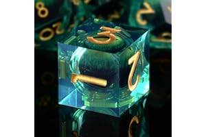 Silph PLC DND Dice Set-7 PCS, Sharp Edge Dice Accessories with Box for MTG, Role Playing Dice & Resin Dice Mold with Dice D20 D12 D10 D8 D6 D4 for RPG Table Set Card Games (Emerald Dragon Gaze)