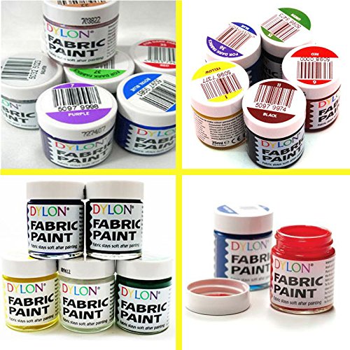 DYLON Color Fun Fabric Paints 25ml Textile Dye T-shirt Shoes - 18 Colors (#11 Black)