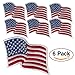 6 Pack - American Flag Embroidered Patch Wavy, White Border USA United States of America, US Flag Patch, sew on