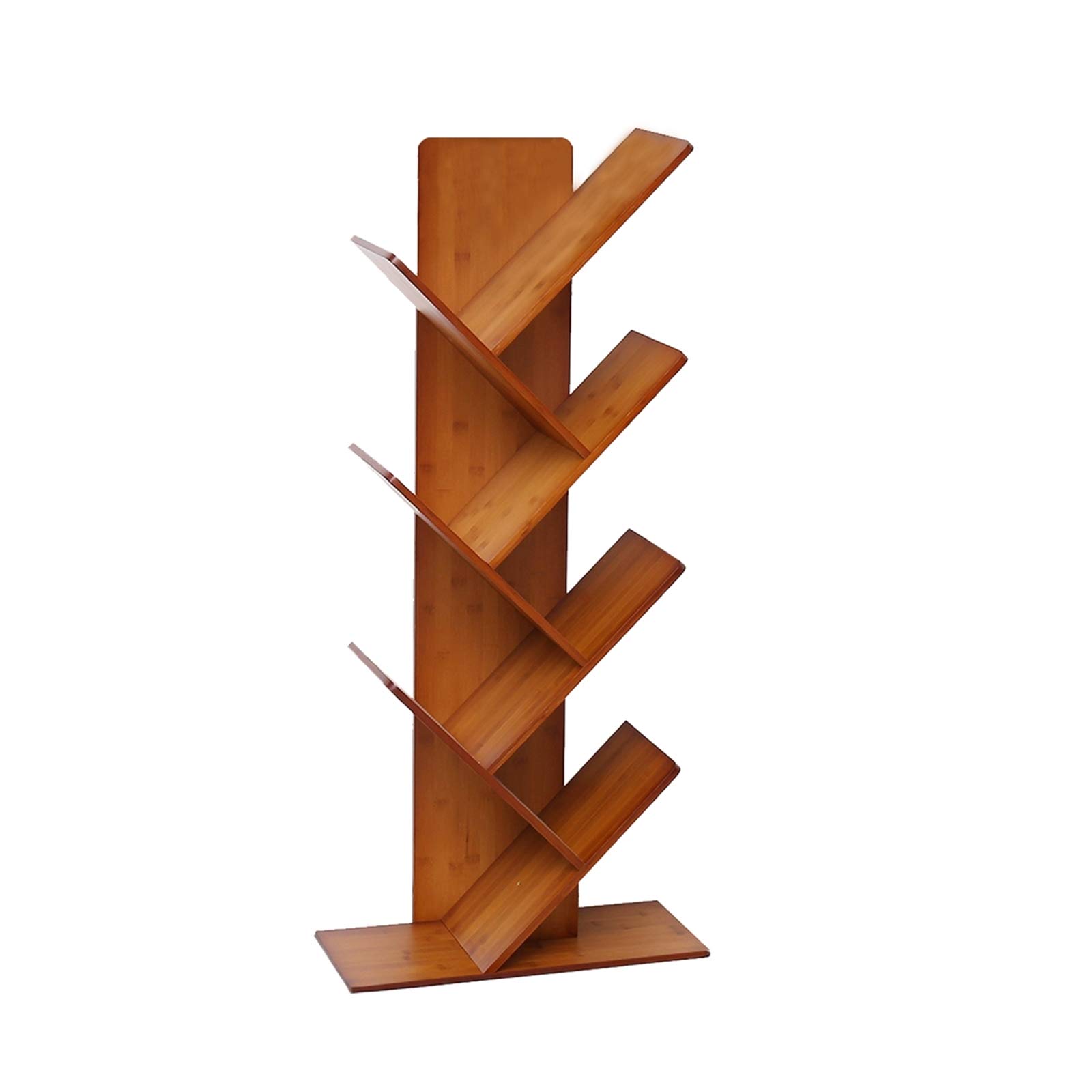 C&AHOME Tree Bookshelf, Bamboo Wood Bookcase, Book Rack, Storage Rack