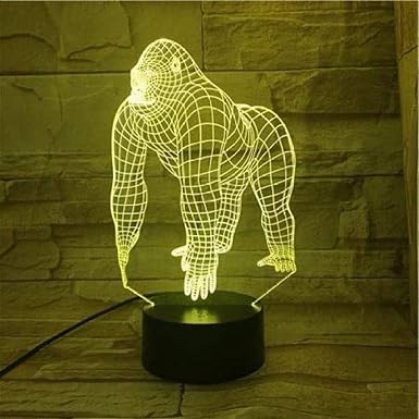 Tier Gorilla 3D Lampe Touch Sensor 7 Farbwechsel Dekorative Lampe Kind