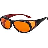 Eyekepper 100% Blue Light Reduction,Fitover Anti-Blue Blocking Computer Glasses with Extra Amber Lens