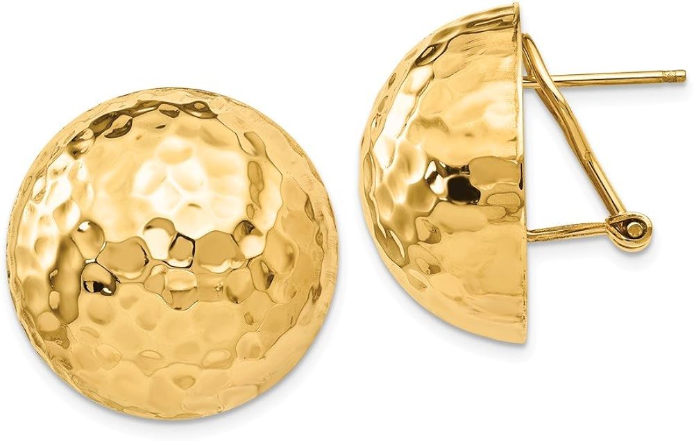 14k Yellow Gold Hammered Omega Back Post Earrings fine jewelry gift for women