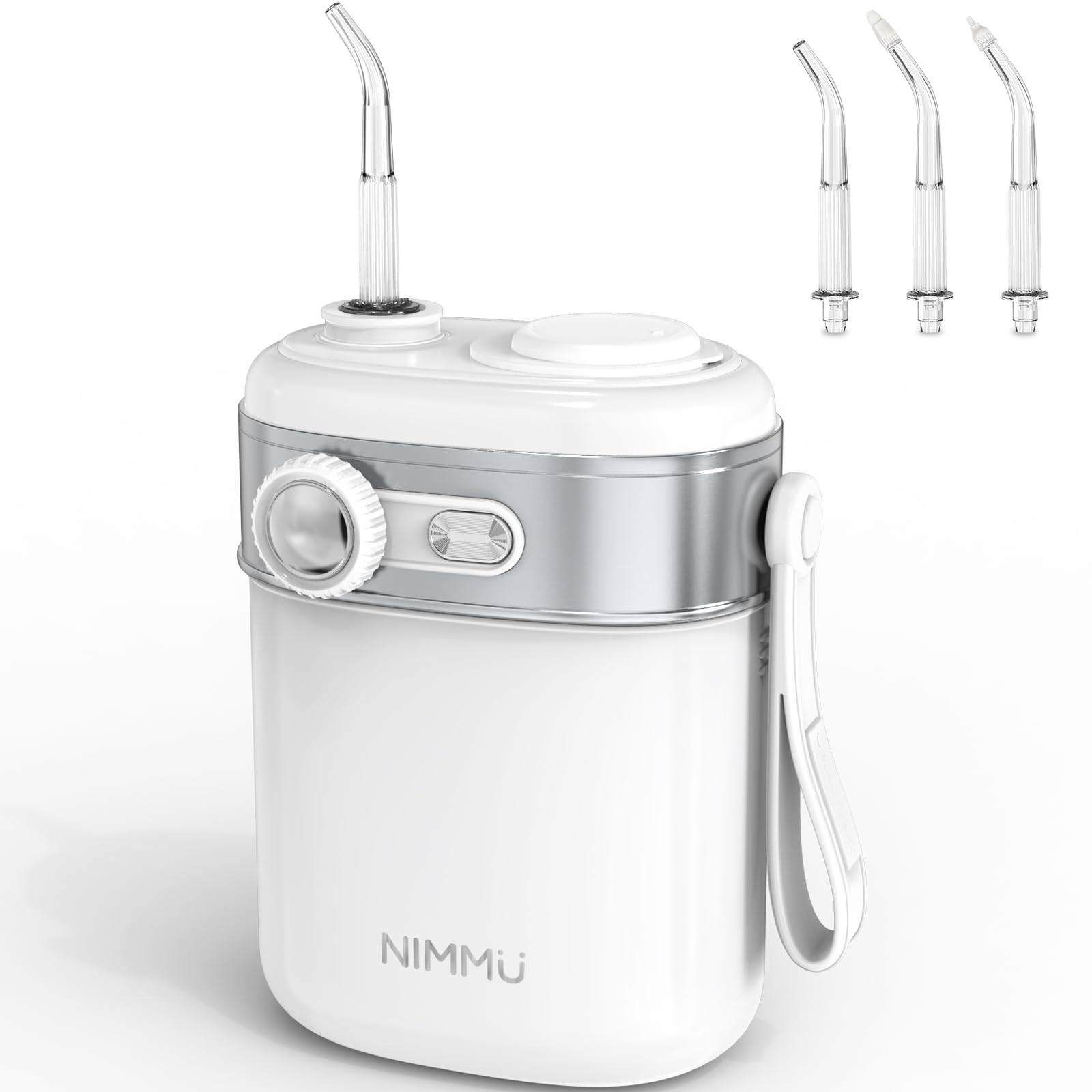 Photo 1 of ***FOR PARTS*** NIMMU Water Flosser for Teeth Picks, Mini Cordless Portable Water Dental Flosser with 160ML Water Tank, Infinitely Knob Mode IPX7 Waterproof, Electric Travel Water Flosser for Teeth Cleaning - White