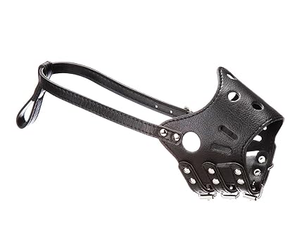 SRI Dog's PU Leather Breathable Safety Muzzles Mask for Biting and Barking (Black, Medium), Black, Medium, 500 g