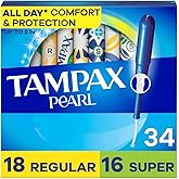 Tampax Pearl Tampons Multipack, with LeakGuard Braid, Regular/Super Absorbency, Up to 100% Leak and Odor Free Protection, Uns
