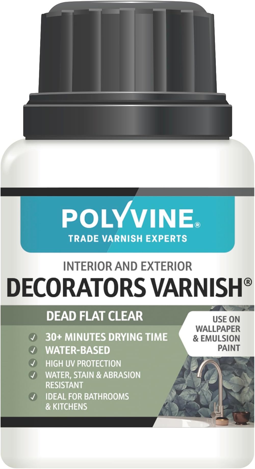 Polyvine Decorators Varnish Dead Flat 100ml UV Water Based Varnish