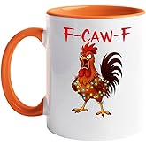 Personalized Coffee Cup Caw-F Mug, 11oz Funny Chickens Pun Sarcastic Ceramic Mug, Gift for Office Worker Friends, Rooster Hum