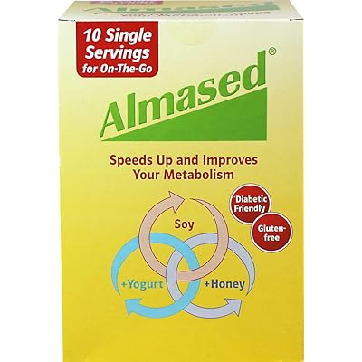 Almased D&uuml;ş&uuml;k Glisemik Y&uuml;ksek Protein Tozu GDO Olmayan Bitki Bazlı Protein, Glutensiz, D&uuml;ş&uuml;k Karbonhidratlı, Stimulants,10 Tek Porsiyon Yok, 17.6 oz