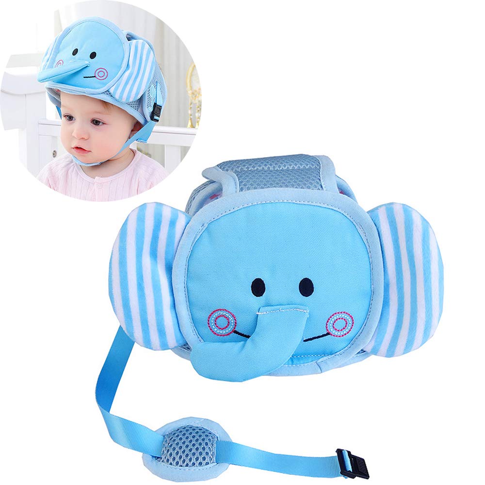 Eyand Baby Safety Helmet - Breathable Headguard Adjustable Safety Protective Cap for Toddlers Learn to Walk, Infant Comfortable Head Protector Hat(Blue Elephant)