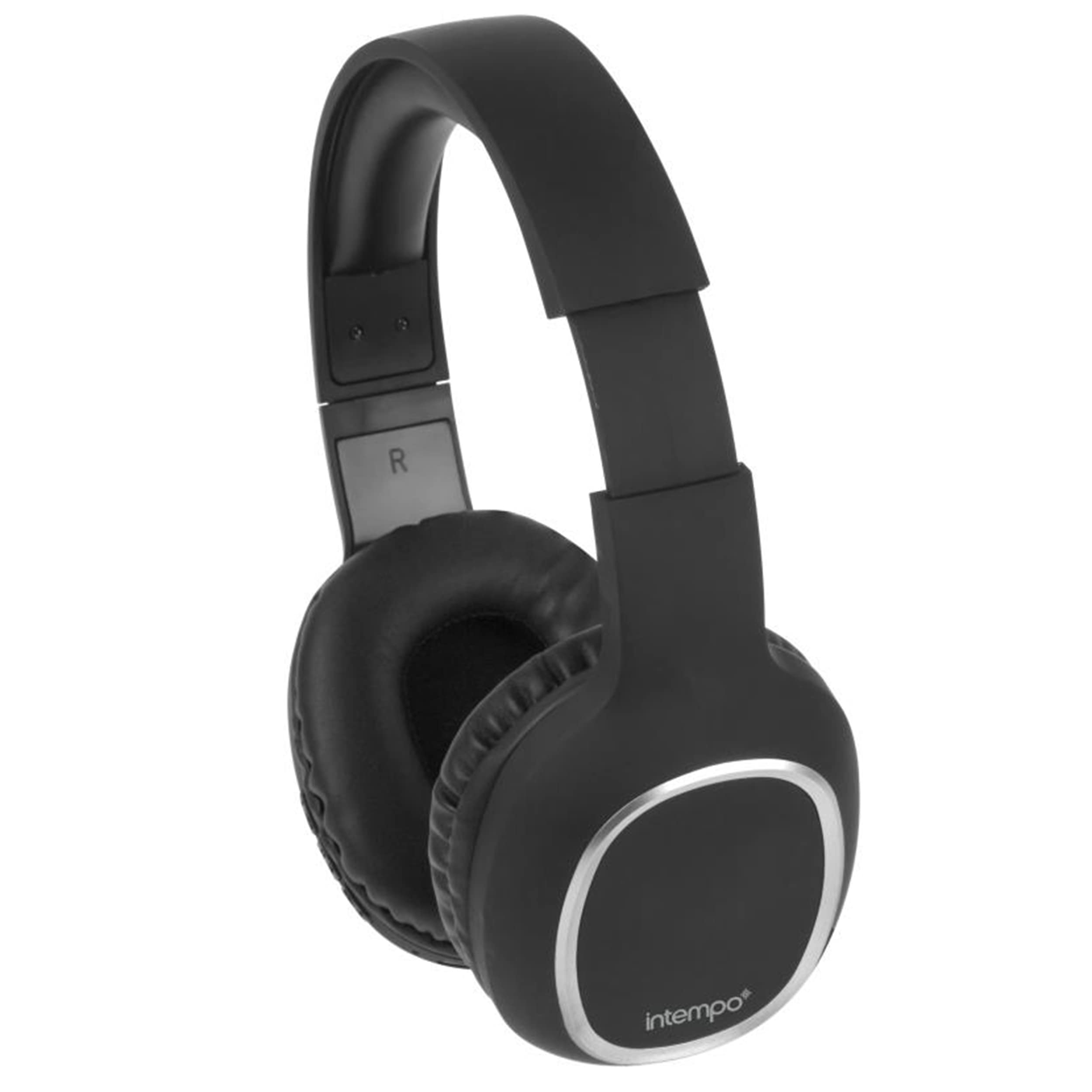 Intempo EE5095BLKSTKEU Bluetooth Headphones - Wireless Over Ear Headset, Rechargeable, Up To 3 Hours Playback, 10m Bluetooth Range, Superior Sound, Cushioned Ear Cups for Travel, Gym, Home & Office