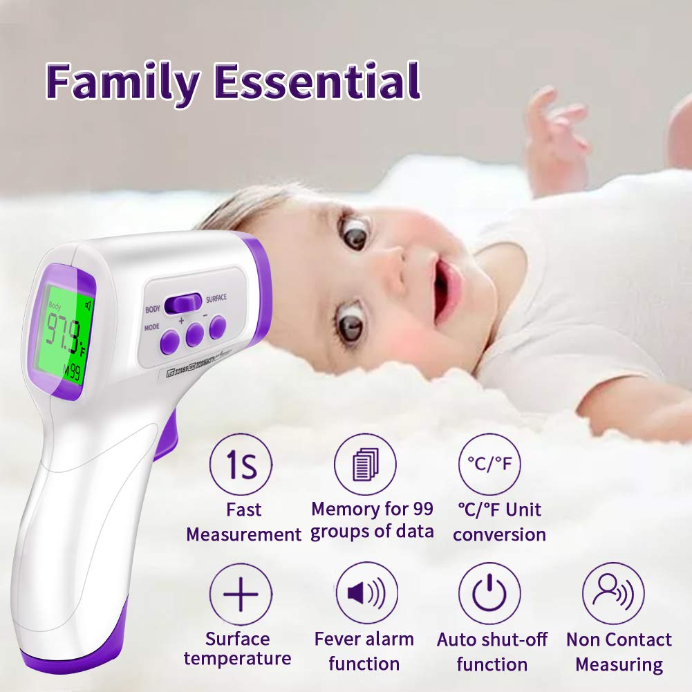 Forehead Thermometer for Adults, Digital Non Contact Infrared Thermometer for Kids, Baby with Instant Accurate Reading , Fever Alarm: Industrial & Scientific