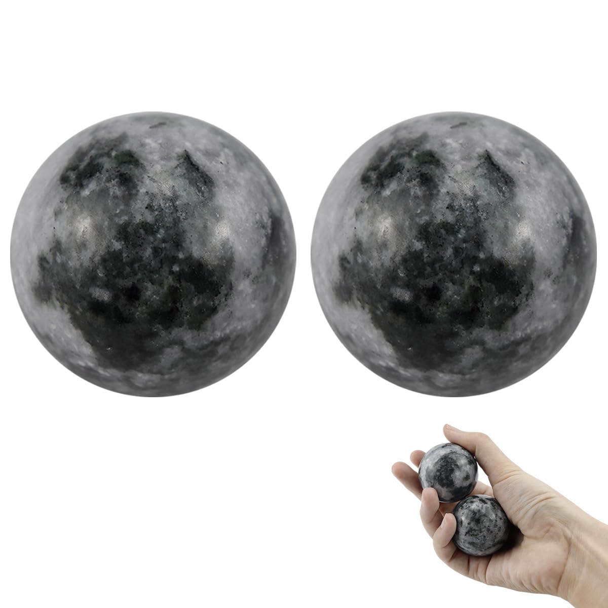 LNQ LUNIQI Chinese Health Qi Gong Balls, Jade Sphere, Hand Massage Ball, Baoding Stress Relief Gymnastics for Men and Women, Pack of 2