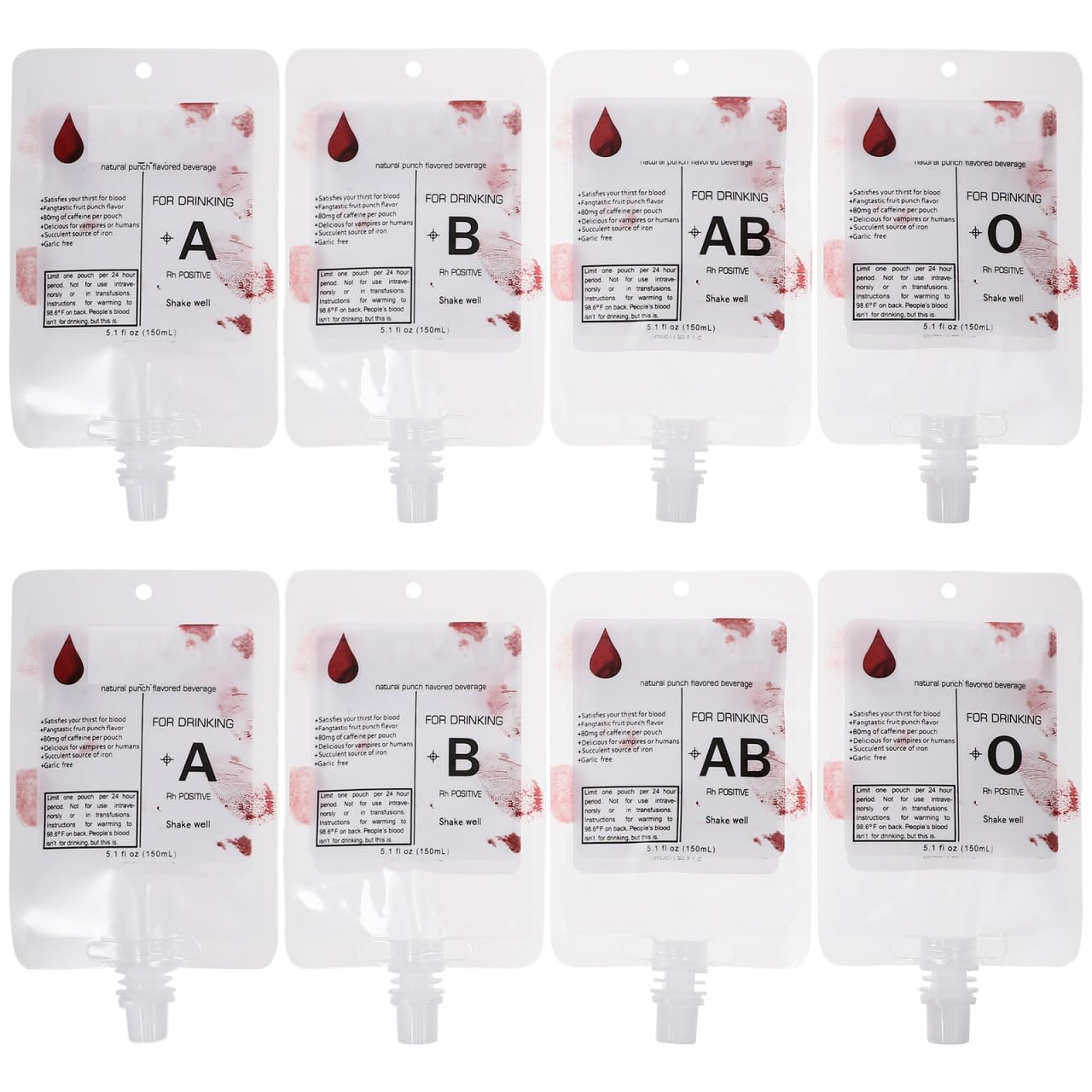 BESPORTBLE Blood Bags for Drinks, 12 Pack 150ML Reusable Drink Blood Pouches- Halloween Party Drink Cups for Halloween Zombie Party Christmas Carnival Theme Parties