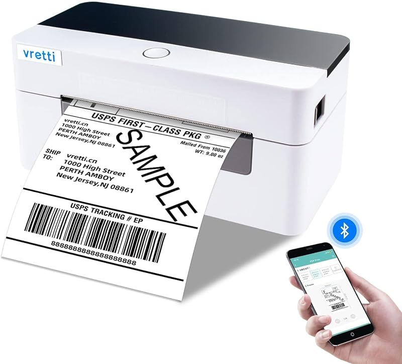 vretti Thermal Label Printer 4x6 Bluetooth Shipping Postage Windows Mac Linux