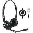 Spracht Zum RJ9 Dual Ear Headset with Noise Canceling Microphone for Desk Phones | Compatible with Desk Phones | Not for Computers, Smartphones | Wired Headphones with Microphone for Home/Office