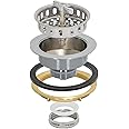 EZ-FLO Kitchen Sink Strainer with Flange and Die-Cast Slip-Joint Nut, Stainless Steel Threaded-Post Basket with 3-1/2 Inch to 4 Inch Opening, 30021