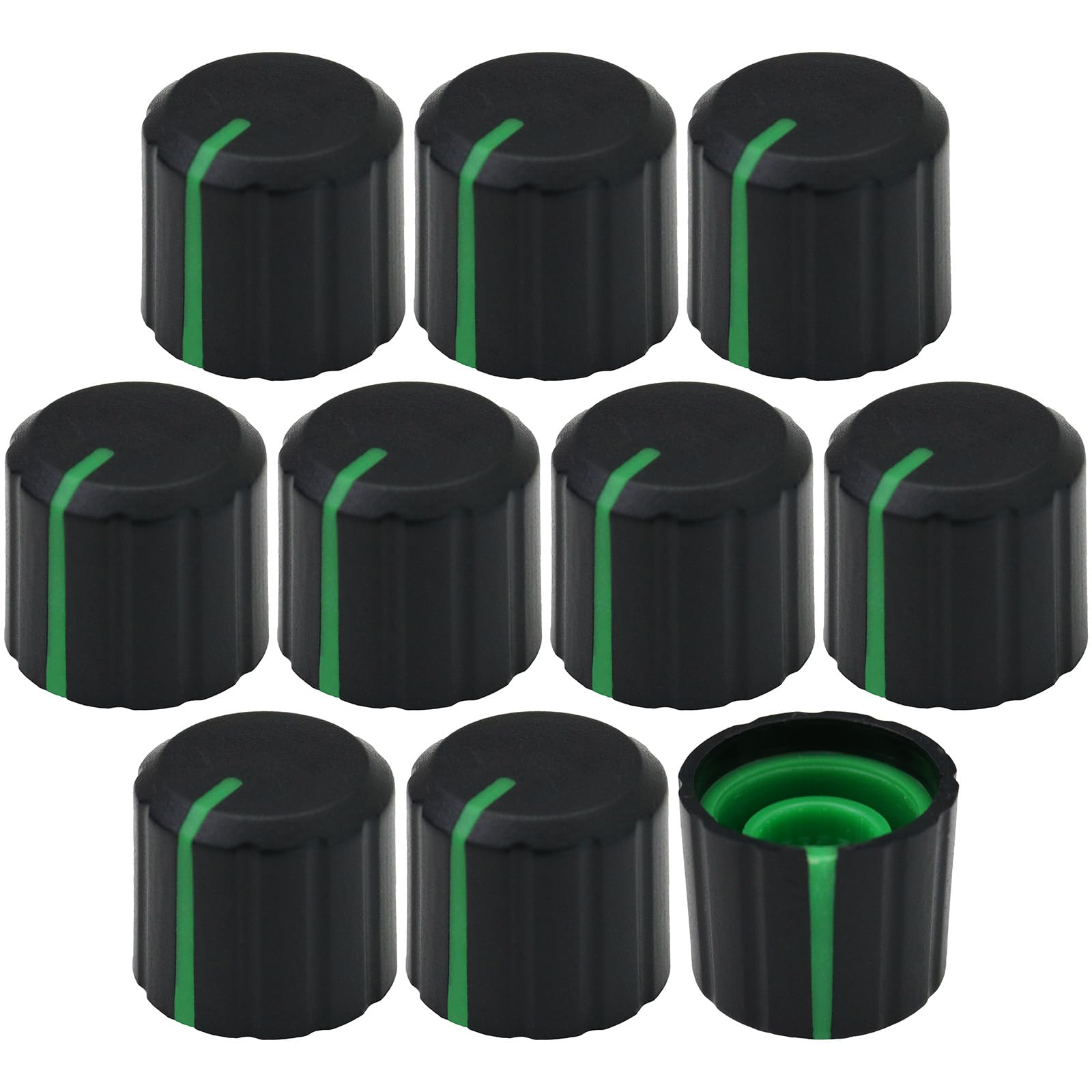 6mm Splined Hole Short Mixer/Equipment Control Knobs Pack of 10 (Green) — image 1