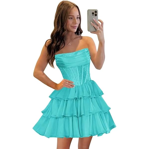 drop waist dress homecoming Sparkly V-Neck Spaghetti Straps Lace Appliques Homecoming Dress