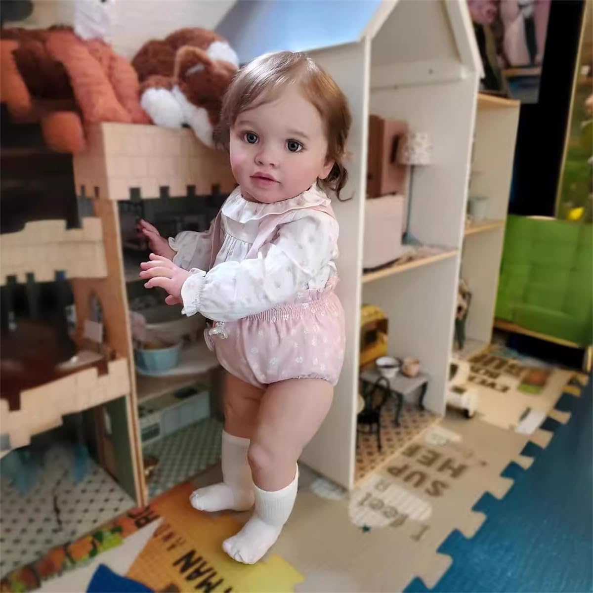 Photo 1 of *********************DAMAGE TO LEGS****************
GYCV Lifelike Reborn Toddler Dolls Girl 26 Inch Realistic Baby Dolls Big Size Reborn Doll Weighted Cltoh Body Real Life Baby Dolls That Look Real Silicone Vinyl Baby Doll with Feeding Set for Kids