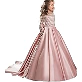 Christmas Flower Girl Dress Floor Length Button Draped Tulle Ball Gowns for Kids