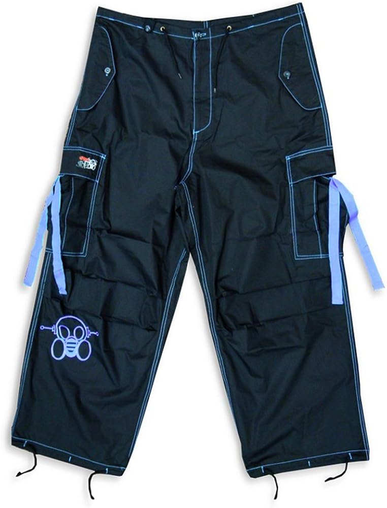 Ghast Unisex Cargo Drawstring Contrast Stitching Rave Dance Pants: Clothing