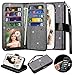 Njjex for Galaxy S6 Case, for S6 Wallet Case, [9 Card Slots] Shimmering Powder PU Leather Folio Flip Magnetic Cover [Detachable][Kickstand] & Wrist Strap for Samsung S6 G9200 GS6 All Carriers - Black