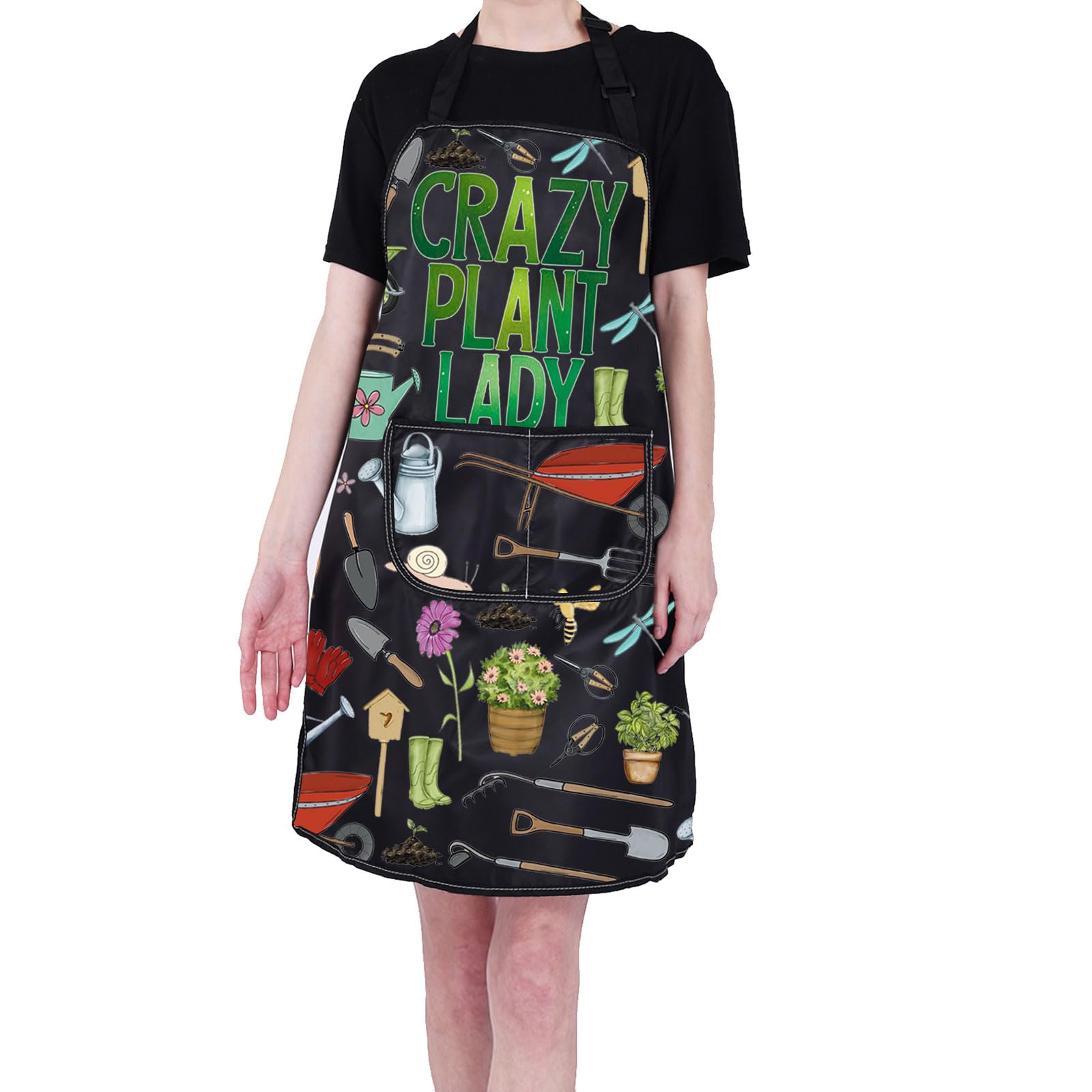 PXTIDY Crazy Plant Lady Gardening Apron With Pockets Plant Lover Gifts Adjustable Apron For Gardener Florist Grandma Mama
