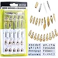 Wood Burning Tips, 28pcs Wood Burning Kit Carving Alphabet Figure Symbol Tool for Pyrography Embossing Soldering DIY Crafts Wedding Gift Wood Burner Tips Set Screw on Brass Pen Accessories Only