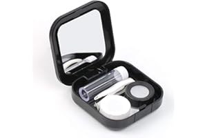 AHIER Portable Contact Lens Case Travel Kit Mirror +bottle + tweezers Container Holder (black)