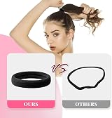 Hanyousheng 50 Pcs Elastic Hair Ties Black Cotton No Metal Seamless 8mm view 7