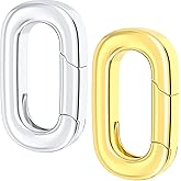 HINZIC 2Pcs 18K Gold/Silver Filled Oval Necklace Clasps Bracelet Pendant Carabiner Closures Necklace Enhancer Wedding Spring Ring Connector for Jewelry Making