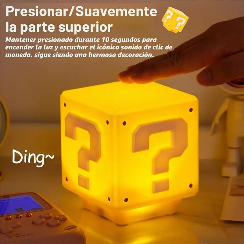 Luces nocturnas de luz de icono 3D, cubo de la lámpara, ladrillo cuadrado puede dormitorio de sonido, lámpara de escritorio para niños, lámpara de mesa dormitorio, lámpara de noche de juguete