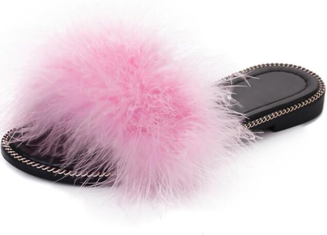 COVOYYAR Women's Fuzzy Fur Slide Slippers Flat Sandals