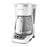 BLACK+DECKER 12-Cup Digital Coffee Maker, CM1160W, Programmable, Washable Basket Filter, Sneak-A-Cup, Auto Brew, Water Window, Keep Hot Plate, White