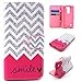LG VOLT 2 Case, Linkertech LG G4C[Kickstand Feature]LG VOLT 2 Wallet Case,Blue Bar Waves Smile,Luxury PU Leather Case Flip Cover Built-in Card Slots Stand For LG G4C / Magna H525N / VOLT 2 / c90