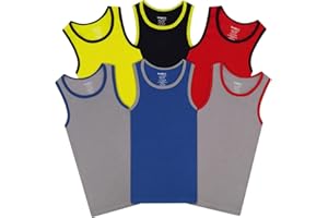Buyless Fashion Boys Scoop Neck Tagless Undershirts Soft Cotton Tank Top (6 Pack)