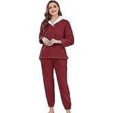 LYCY Fluffy Pajamas set for Women Fleece Pullover 2 Piece Pjs Set Soft Plush Sleepwear Winter Loungewear