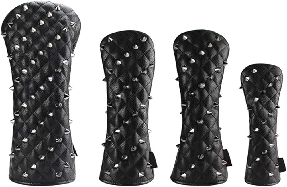 HEITIGN Golf Club Covers, Rivets PU Leather Golf Head Covers Set for