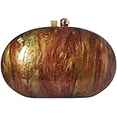 GSYPS Acrylic Evening Clutch Bag for Women Shell Shape Shoulder Crossbody Bag Glitter Marble Purse Handbag