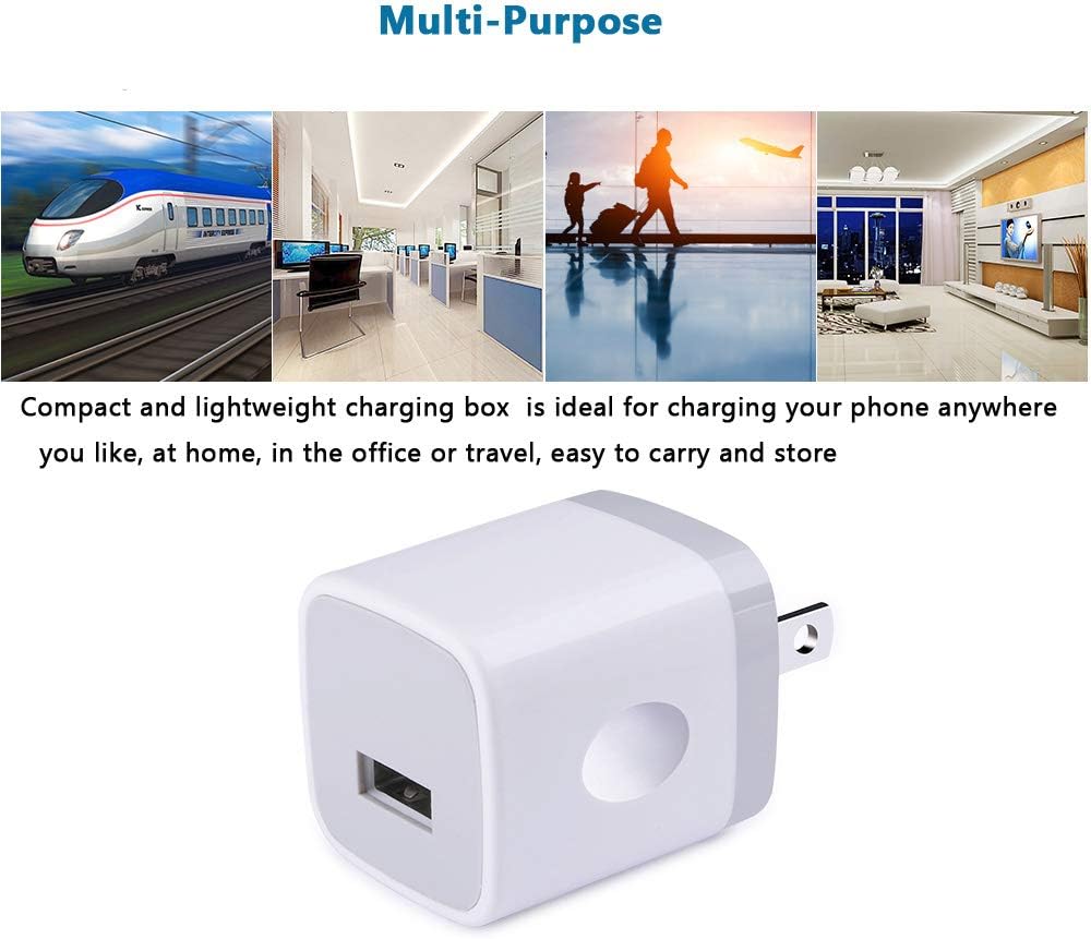 Charging Cube for iPhone, Charger Block, Power Bricks, NonoUV 4-Pack Single Port USB Plug in Wall Charger Adapter Charger Box for iPhone SE 11 Pro Max XR XS X 8 7 6 6s Plus, Samsung, Android, Kindle