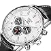 Men's Big Face Black Leather Watch,Quartz Waterproof Date Week Display Analog Wrist Watches (black)