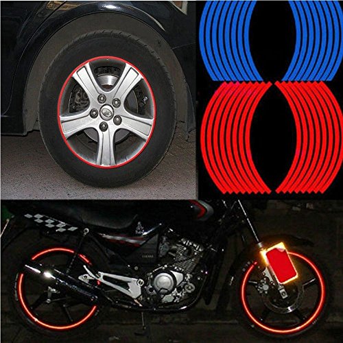 Amapower Car Accessories Safety Alert Wheel Decor Riding Safety Decals Polyethylene Terephthalate Bike Wheel Sticker Color Tires Bicycle Wheel Stripe Tape Car Motorcycle Wheel Sticker