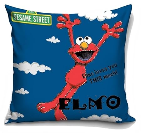 Sesame Street Elmo Pillowcase Blue Cushion Cover 40 X 40 Cm
