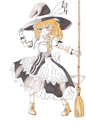 Amazon 東方project 霧雨魔理沙 立ち姿 手描きイラスト コピック ａ４ アニメ 萌えグッズ 通販