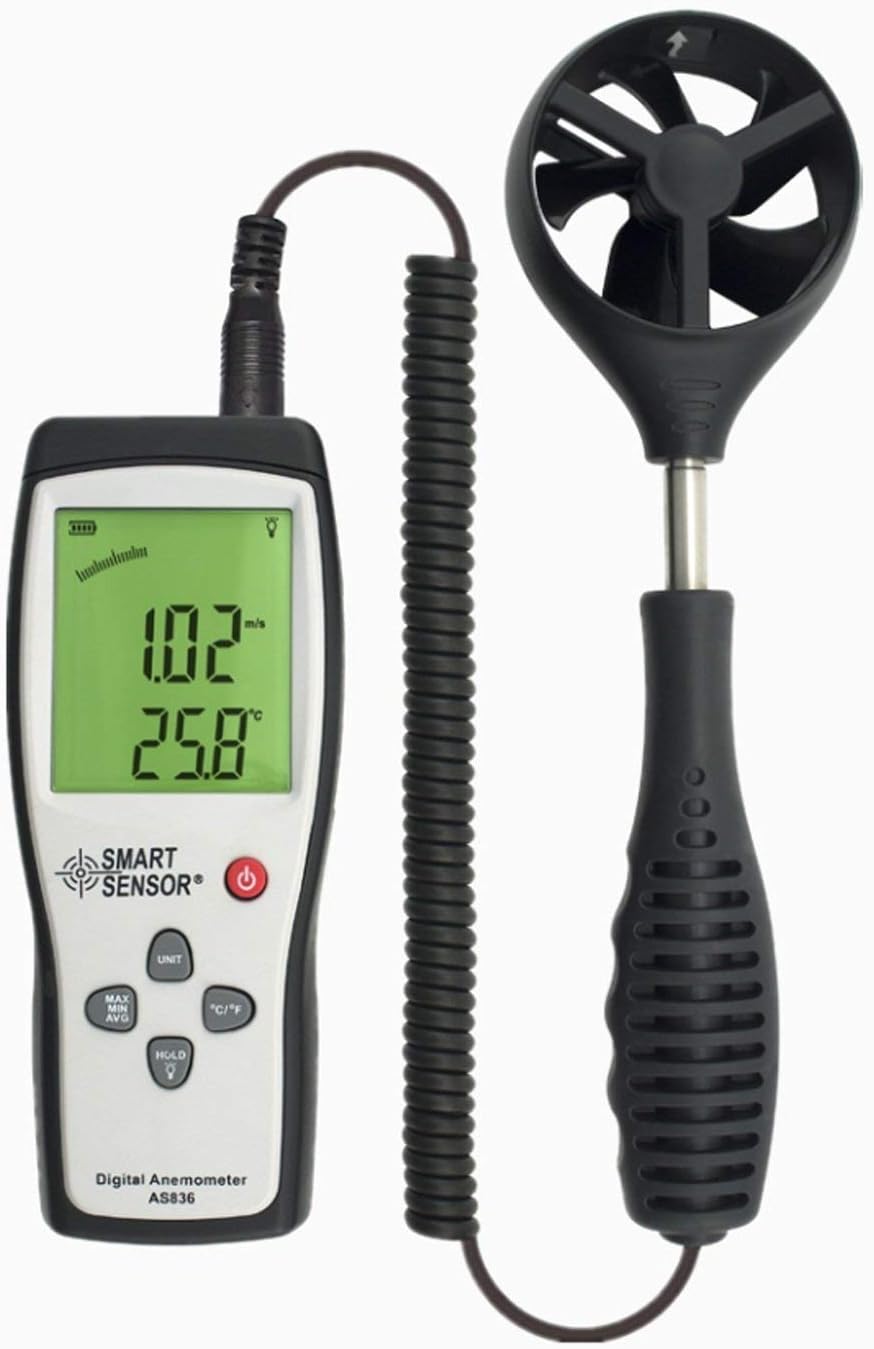 GJJSZ Measuring Instrument AS836 Digital LCD Display Split Type Anemometer Wind Speed Meter